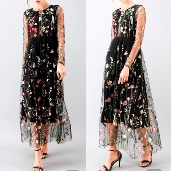 Chicwish Dresses & Skirts - Chicwish Lost in Flowering Fields Sheer Maxi Dress